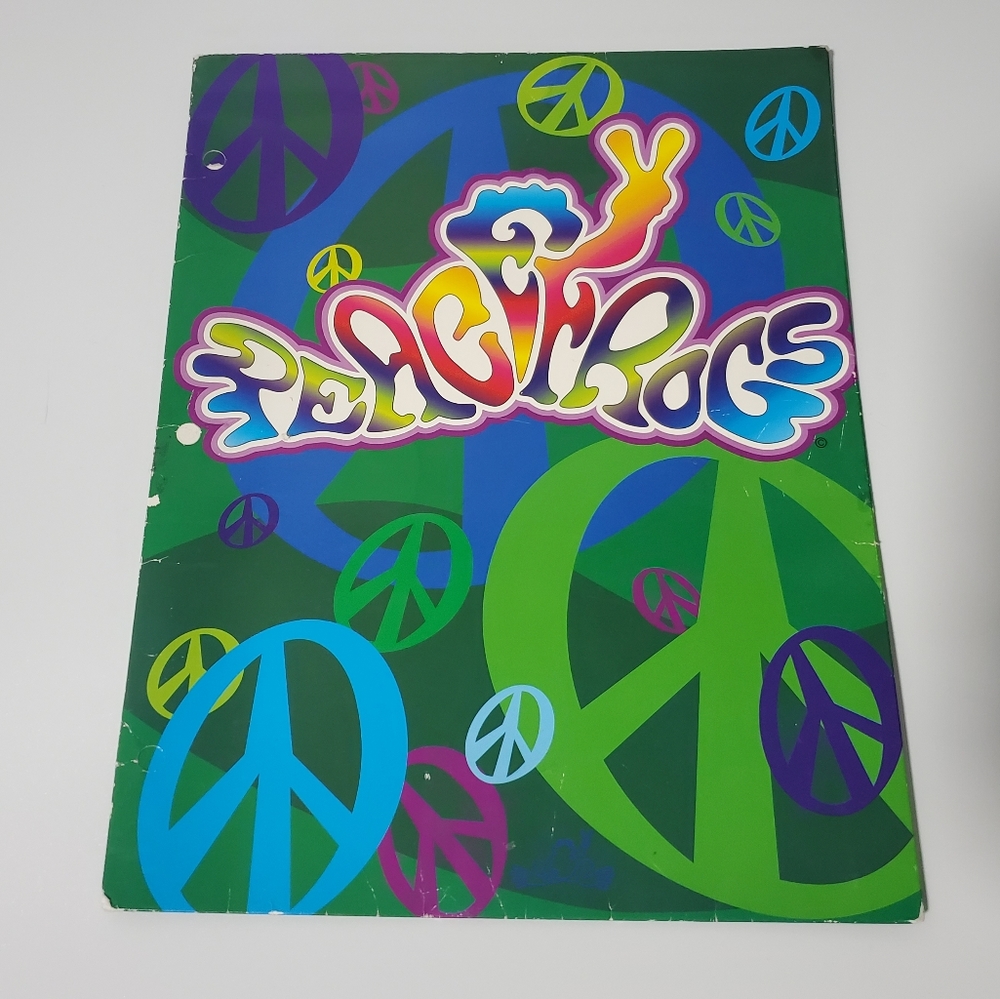 Vintage Peace Frogs Folder 90s Y2K School Office Retro Hippie Peace Sign 2000s